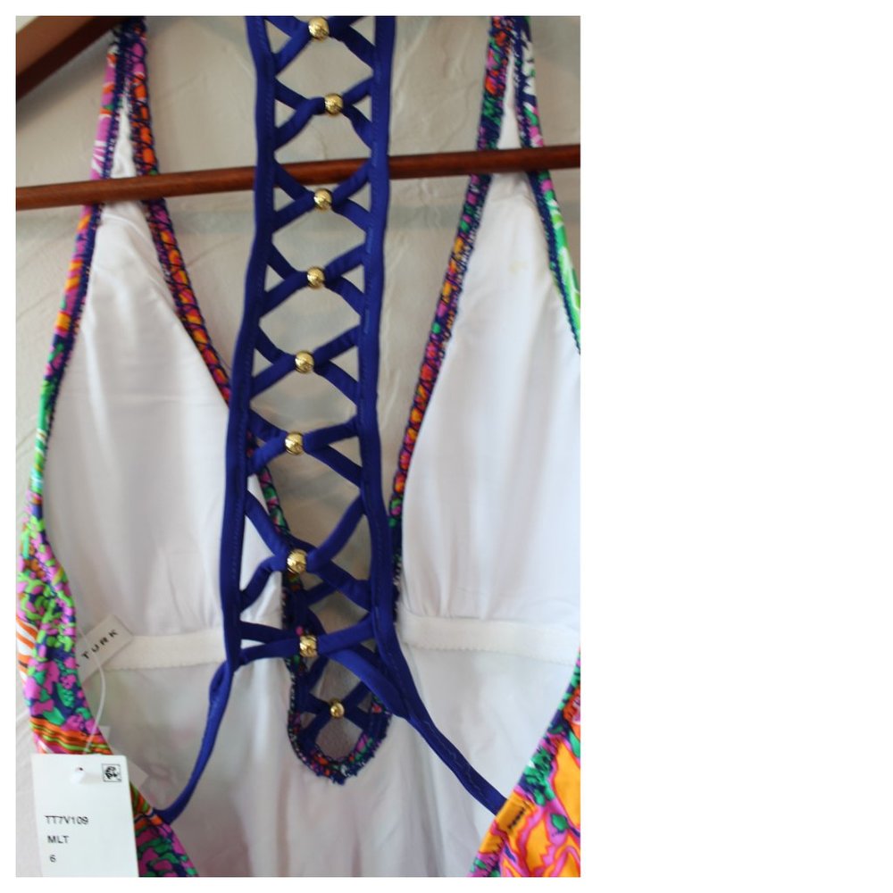 Trina Turk Tropic Escape V Plunge One Piece Swim - Picture 7 of 9